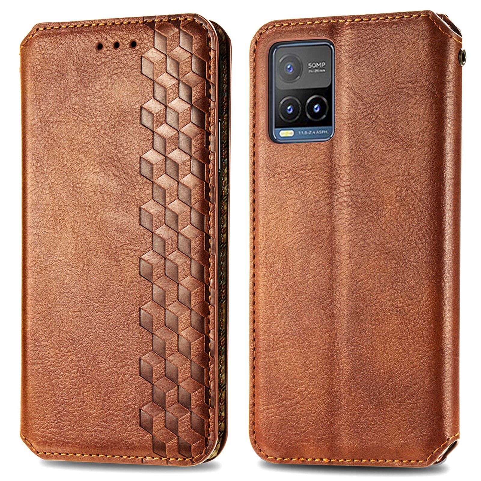 For vivo Y21 4G Y21s Y33s Imprinting Rhombus Magnetic Auto-Absorbed Leather Phone Case Stand Wallet Flip Cover For vivo Y21 4G Y21s Y33s Imprinting Rhombus Magnetic Auto-Absorbed Leather Phone Case Stand Wallet Flip Cover